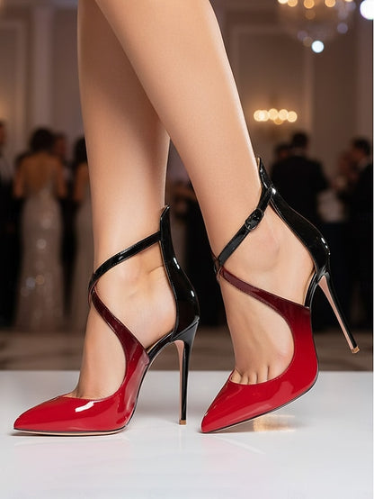 Heels Stiletto - Purple Patent Strappy Women's Leather