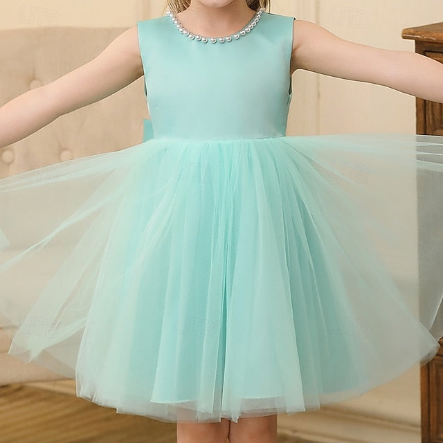 Color Solid Kids Wedding Girls' Party Sleeveless Dress