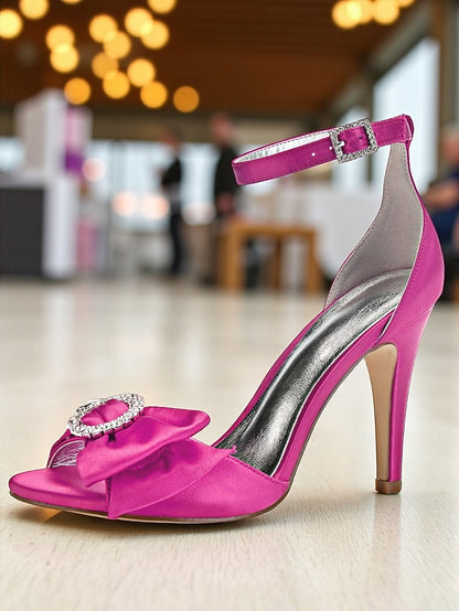 with High Sandals Rhinestone Heel Satin Women's Purple
