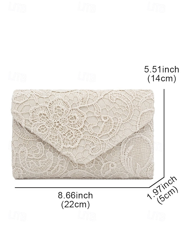 Women's Chain Clutch Evening Strap Bag with Lace