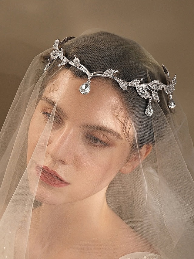 Leaf with Headpiece Gold Vintage Gemstone Blue – Drops