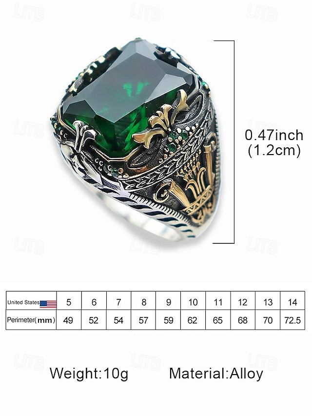 Gemstone Ring Men's Alloy