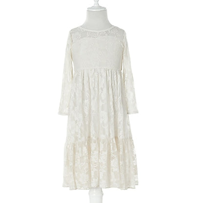 Flower Colored Kids Girl Girls' Long Solid Dress
