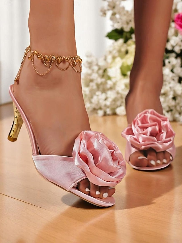 Satin Women's Accents with Open-Toe Heels Gold Wedding and