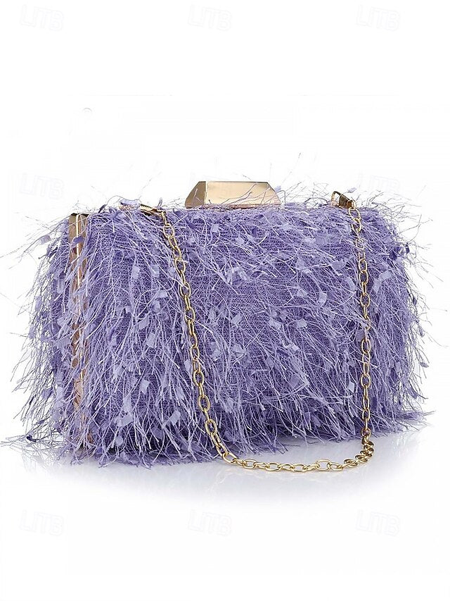 Chain Women's with Clutch Strap Feathered Chic Evening