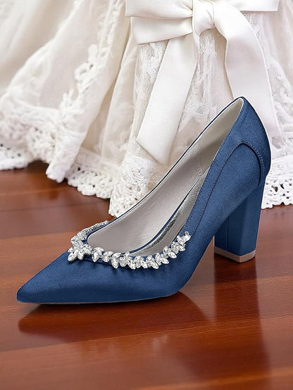 Pumps Pink Wedding Women's Block Heel Satin