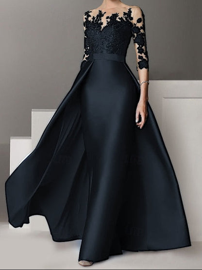 Elegant Sweep Gown Dress Brush A-Line / Wedding Evening Guest