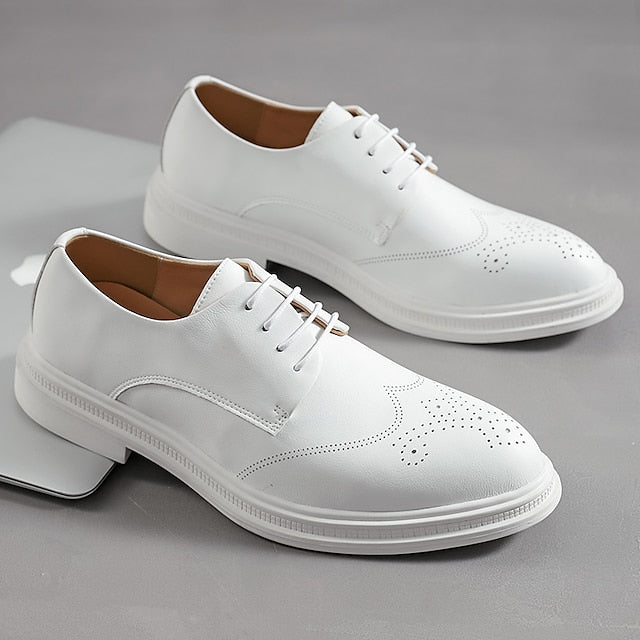 Faux Shoes Men's Perforated Oxford White Leather with