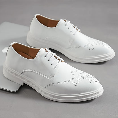 Faux Shoes Men's Perforated Oxford White Leather with