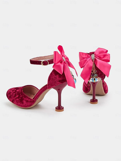 and Mary Big Women's Bow with Velvet Burgundy Heels Jane