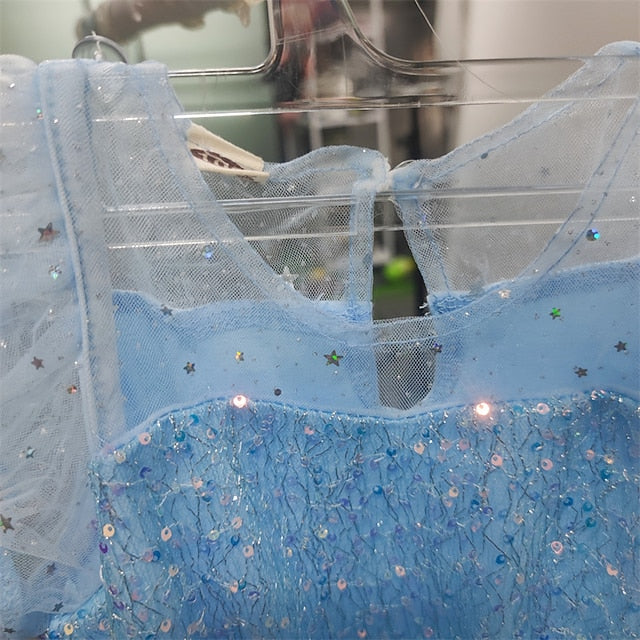 Princess Girl Elsa Frozen Dress Cosplay Cloak Flower