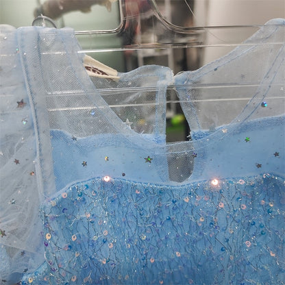 Princess Girl Elsa Frozen Dress Cosplay Cloak Flower