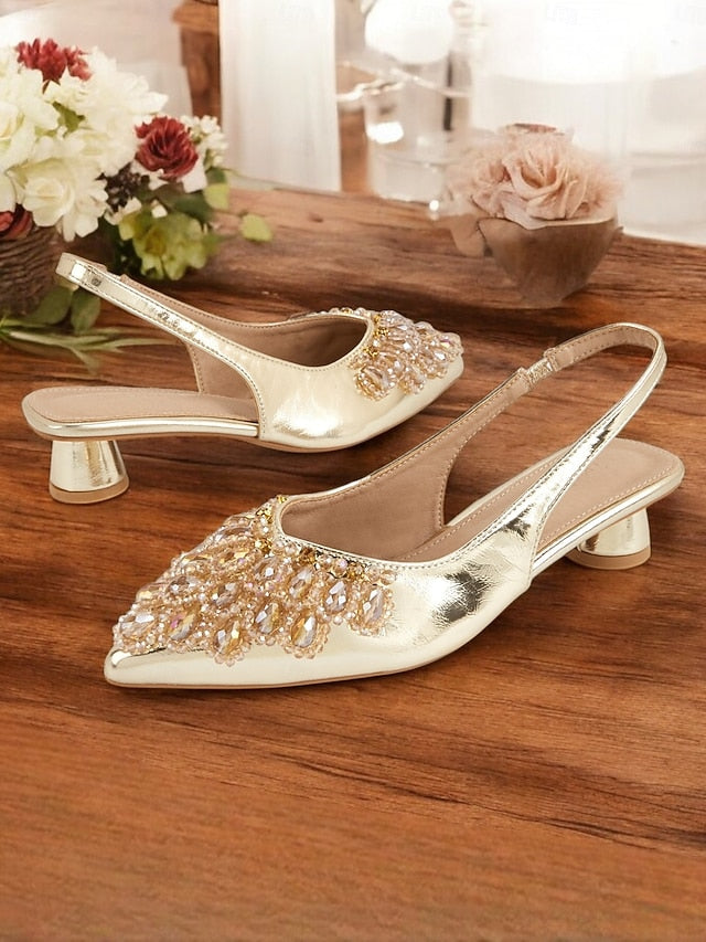 Shoes Women with Ivory for Wedding - Slingback Detail Beaded
