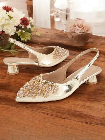 Shoes Women with Ivory for Wedding - Slingback Detail Beaded