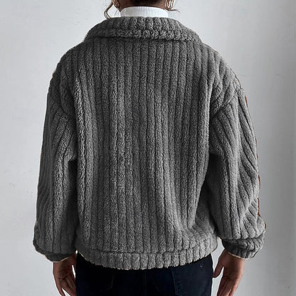 Casual Warm Teddy Plain Coat Women's Buttons Comfortable