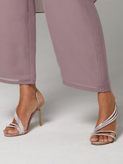 Women Strappy for Crystal Sandals – Rhinestone Heel High