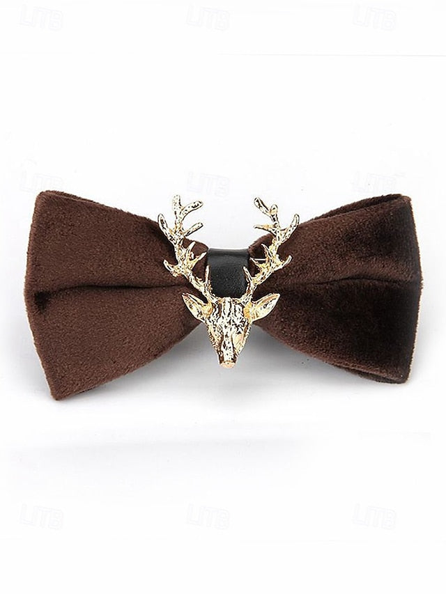 Bow with Velvet Pin Men's Deer Tie Gold Head