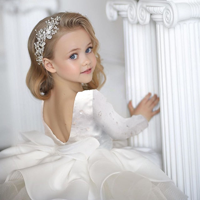 Girls' Fall Sleeve Spring Sequin Dress Summer Long 3D