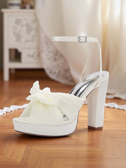 Platform Heel White Ankle Strap Women's with High Sandals