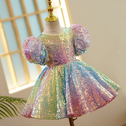 Sleeve Spring Summer Dress Short 3D colour Girls' Wedding