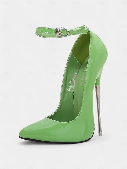 Patent Heels Women's Strap Ankle with Stiletto Red Leather