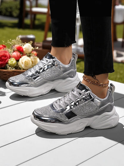 Sneakers Metallic Glitter Chunky Women's Platform with