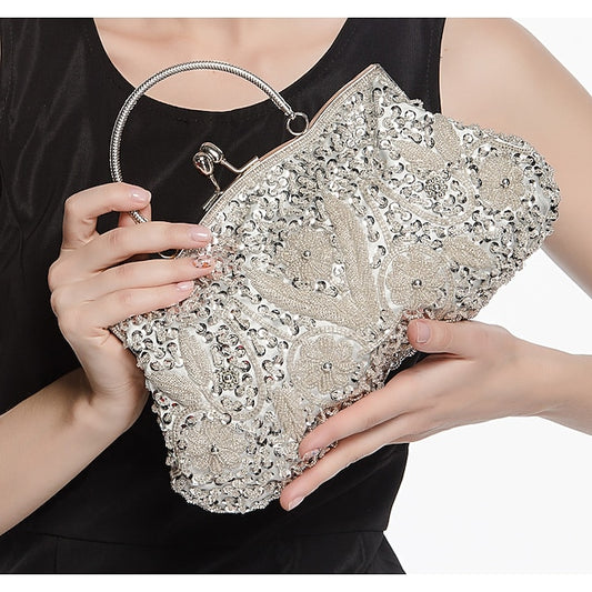 Beaded Vintage White Clutch Purse Women's – Evening