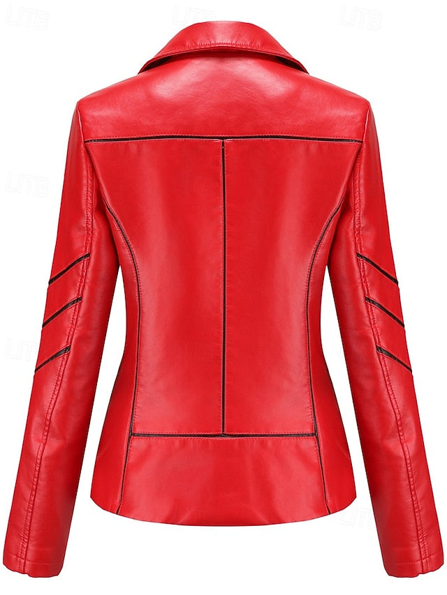 Zipper Leather Faux Women's Jacket Pocket Comfortable