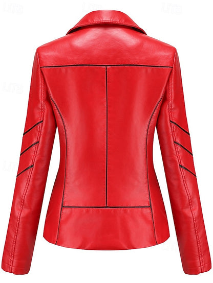 Zipper Leather Faux Women's Jacket Pocket Comfortable