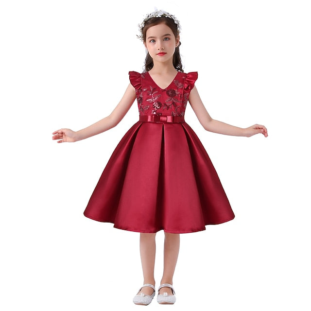 Kids Dress Sleeveless Formal Color Girls' Party Solid