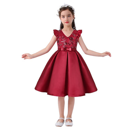 Kids Dress Sleeveless Formal Color Girls' Party Solid