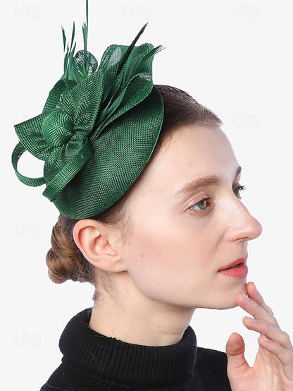 Bow Fascinator Feather Green Women's Hat Accents and with