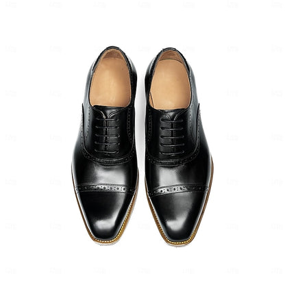 Men's Leather Wingtip with Brown Light Genuine Shoes Oxford