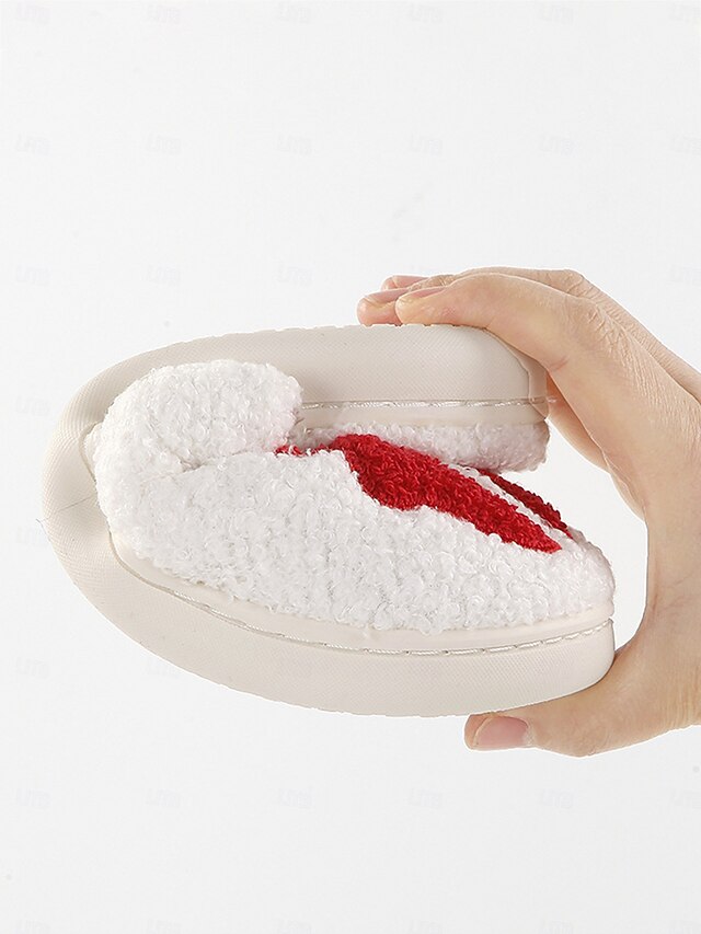 White Design Bowknot - Women's with Slippers Red and Soft