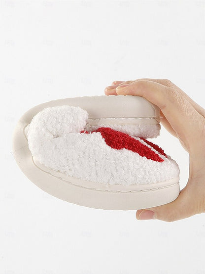 White Design Bowknot - Women's with Slippers Red and Soft