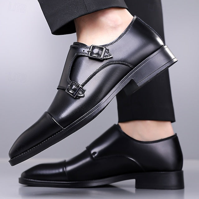 Double Elegant Shoes Monk Leather Strap Men's –