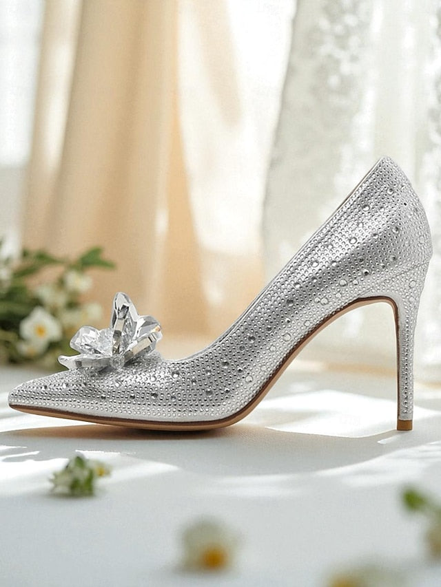 Women's Gold - High Embellished Heel Pumps Sparkly Crystal