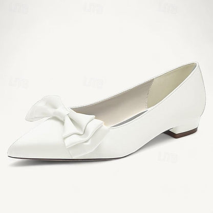 Wedding Flats Party Pointed Heel Low Bowknot Women's Shoes