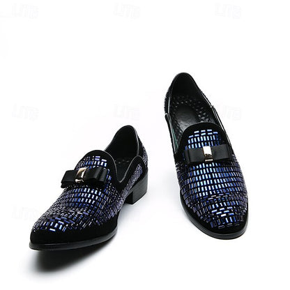 Men's Silver Prom Woven Strap Loafers and Elegant Monk –