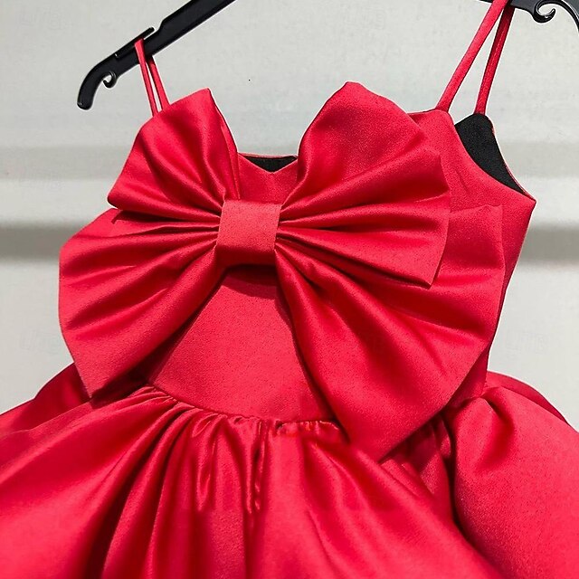 Dress Party Kids Sleeveless Color Performance Girls' Solid