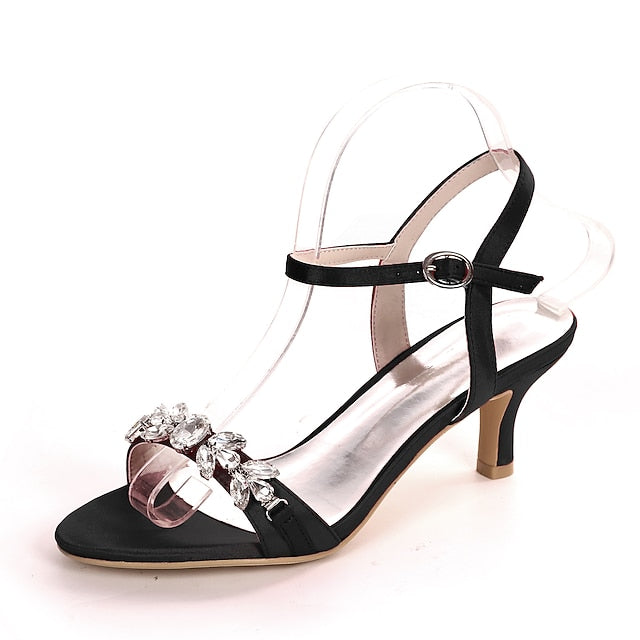 Rhinestone Elegant Women's Sandals Heeled Silver –