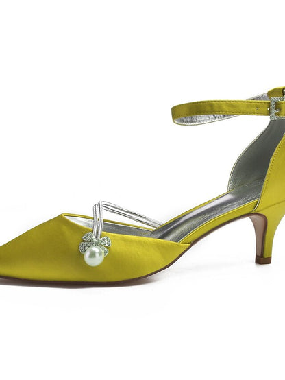 and Heels with Pearl Blue Satin Kitten Women's Dark