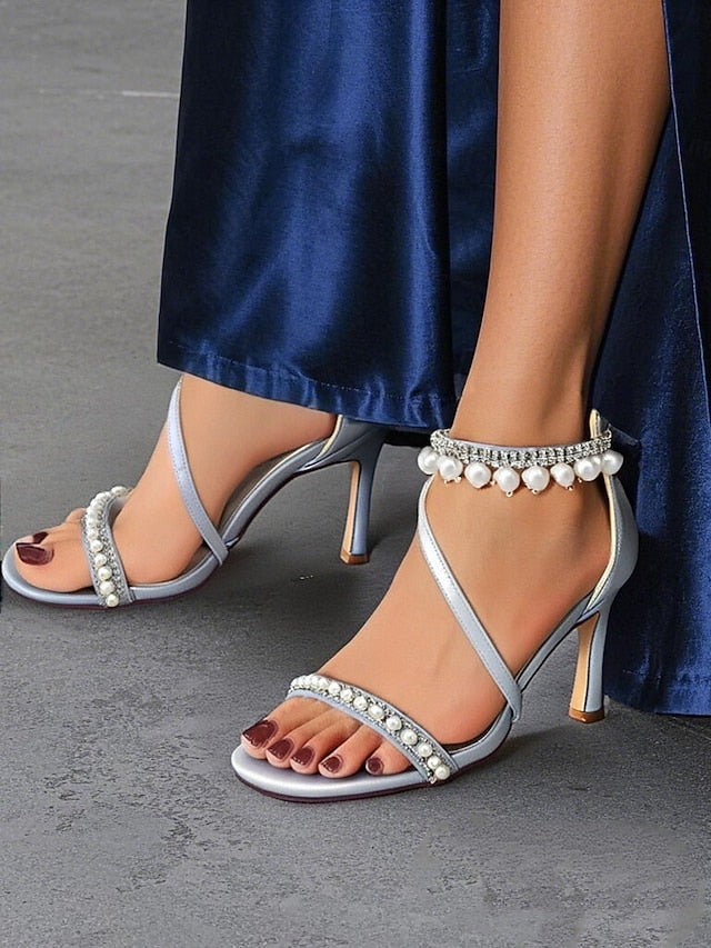 Ankle Chic Heels Pointed-Toe Party Strap Satin Pink –