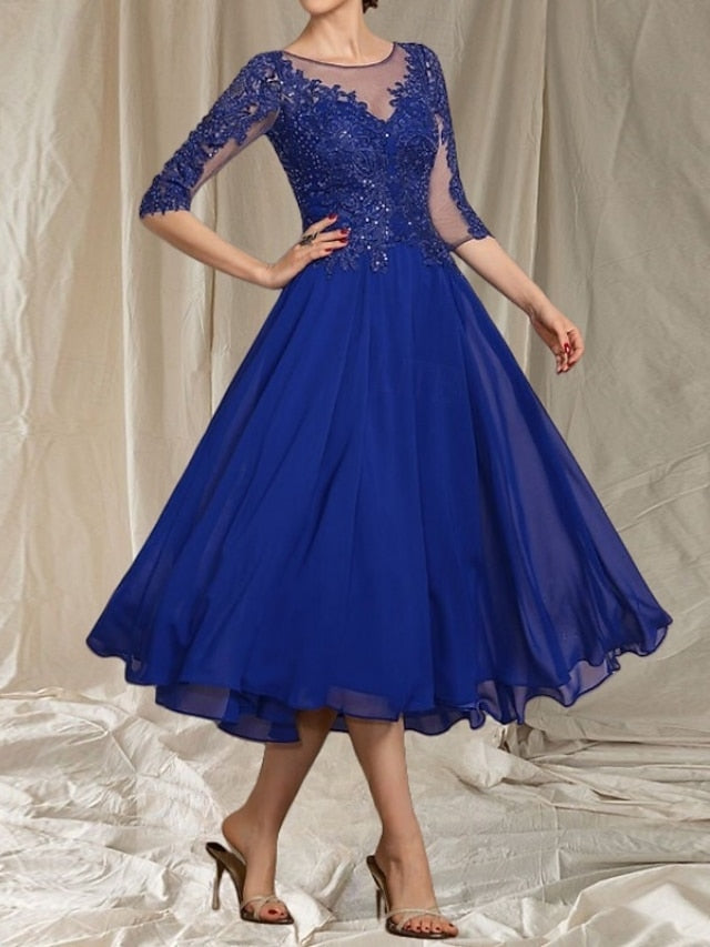 A-Line Neck Elegant Crew Mother the Guest Wedding Bride Dress of