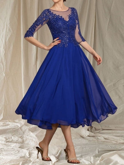 A-Line Neck Elegant Crew Mother the Guest Wedding Bride Dress of