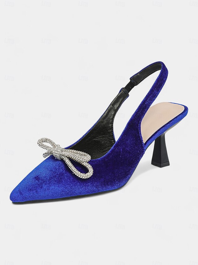 Velvet Cocktail Women's Toe Slingback Pointed Heels –