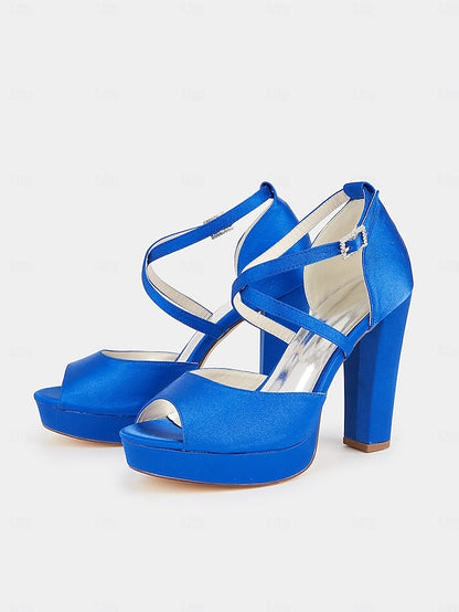 Platform Toe Sandals with Peep Women's and Satin High Heel