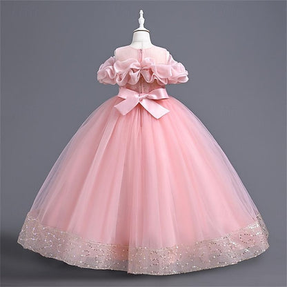 Girls' Color Girl Party Solid Dress Flower 3D