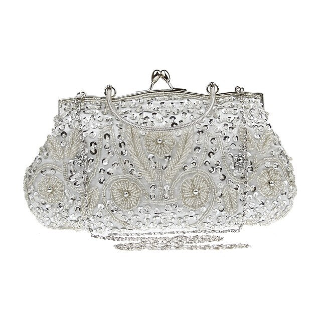 Beaded Vintage White Clutch Purse Women's – Evening
