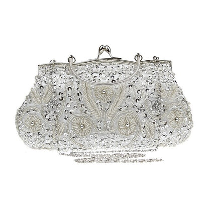Beaded Vintage White Clutch Purse Women's – Evening